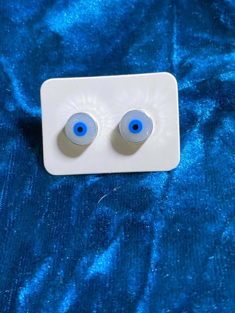 .925 Sterling Silver Mother of Pearl Eyeball Stud Earrings Minimalist Unisex